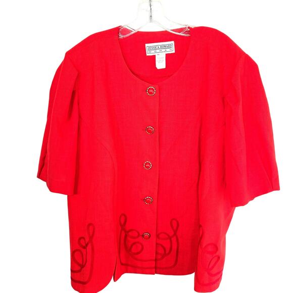 Jessica Howard 28 W Women's Blazer Red Suit Coat Plus Size 4X 4XL Jacket - Picture 1 of 6